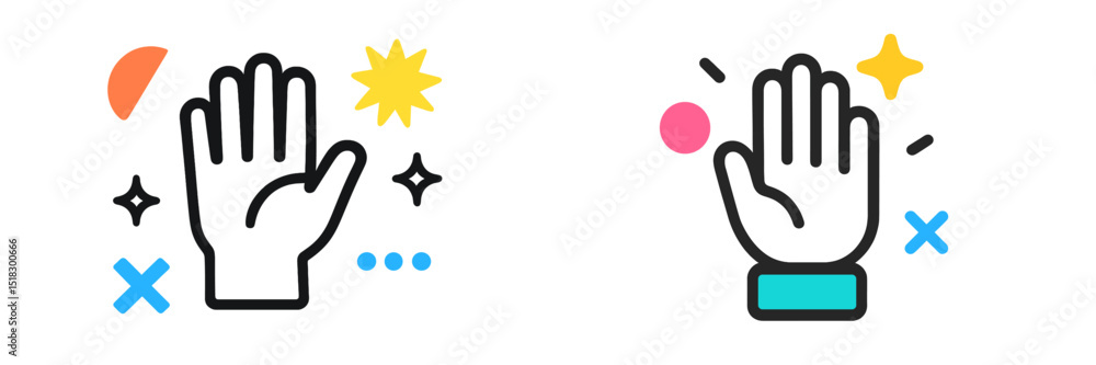 Poster creative hand gesture illustrations showcasing different styles and colors against a minimalist back