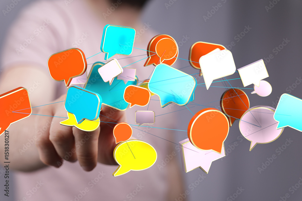 Leinwandbilder abstract image of colorful speech bubbles, symbolizing online communication and social networking.