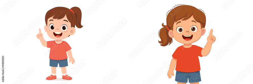 Poster Two cheerful children in casual attire expressing joy and curiosity in a playful setting