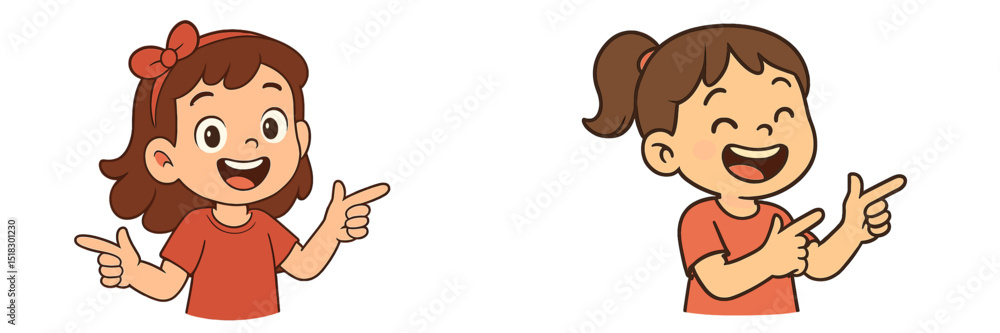 Poster happy children expressing excitement in cheerful poses during a playful moment in an animated settin