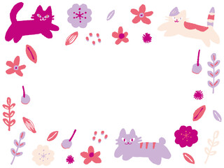 ピンク系かわいい猫のフレーム