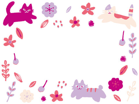 ピンク系かわいい猫のフレーム
