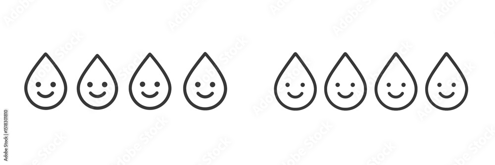 Aufkleber Different styles of smiling droplets representing joy and happiness on a white background