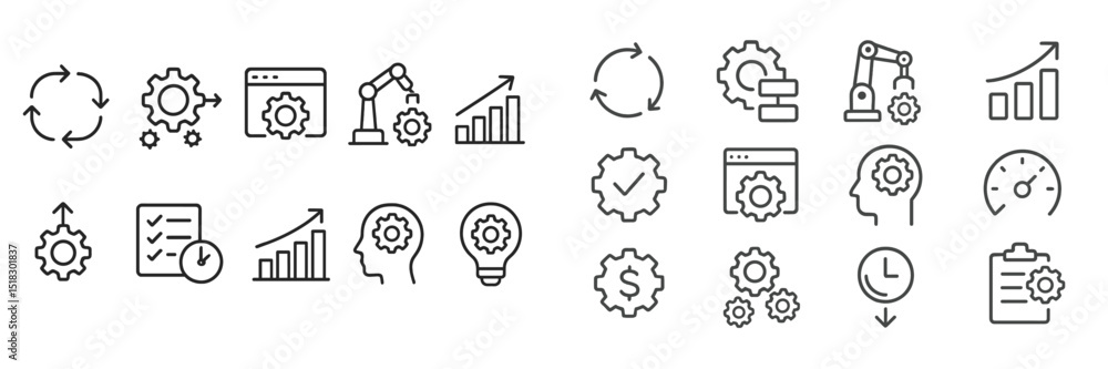 Fototapete icons illustrating concepts of technology, automation, and productivity in a modern workflow setting