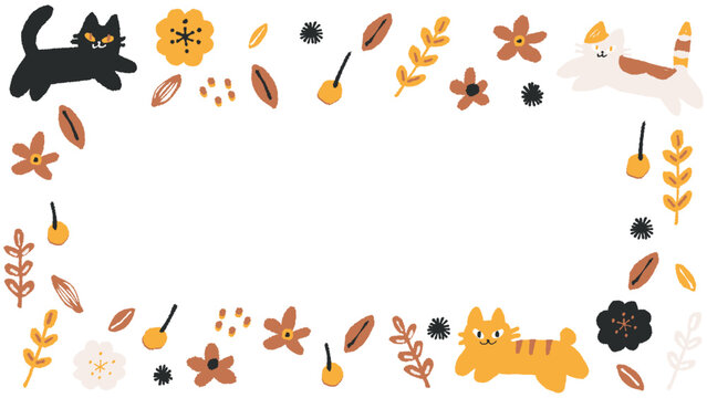 オレンジ系かわいい猫のフレーム