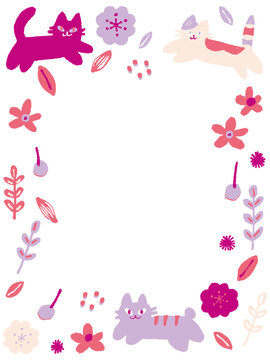 ピンク系かわいい猫のフレーム