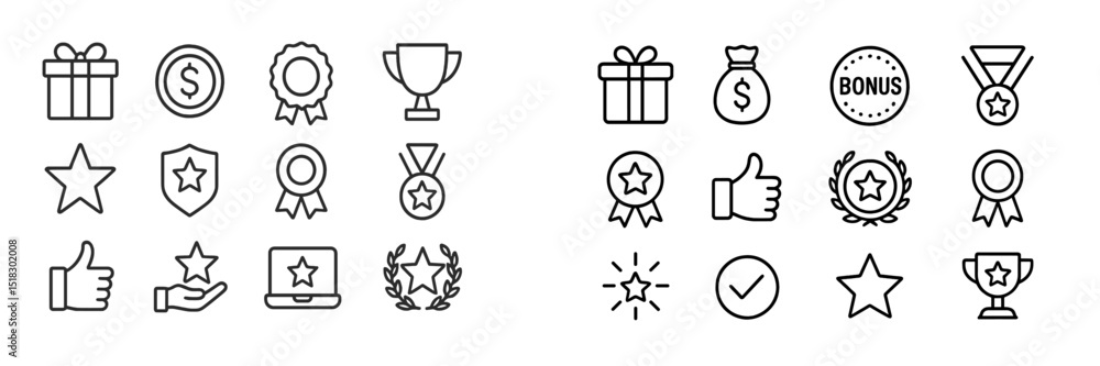 Poster various award and recognition icons in a minimalistic design showcasing achievement and success