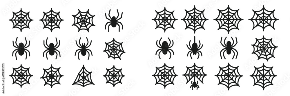 Aufkleber collection of spider and web illustrations suitable for various design projects and halloween decora