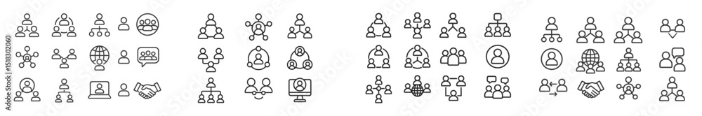 Aufkleber Collection of diverse teamwork and communication icons representing collaboration and networking in modern business settings