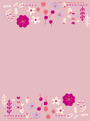 ピンクの花と白い花のフレーム