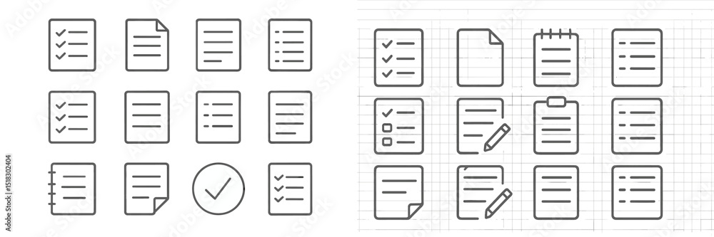 Leinwandbilder Various checklist icons displayed in a grid format showcasing different styles and designs for organizing tasks and notes efficiently
