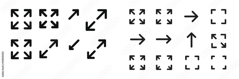 Fototapete Graphic representation of directional arrows and shapes used for navigation and user interface design in digital media