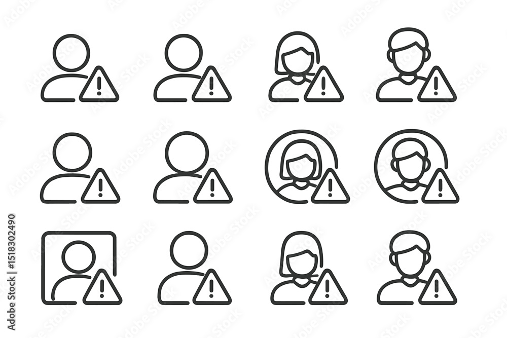 Aufkleber Warning symbols indicating caution or alerts related to individuals in various contexts