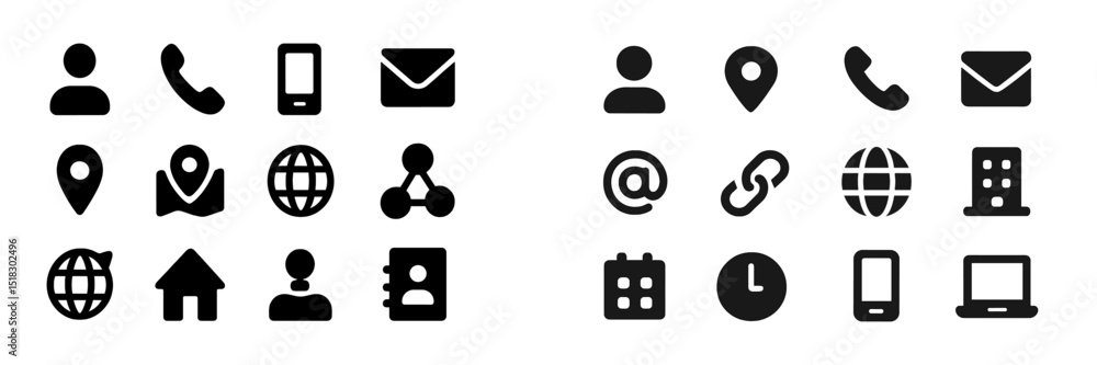 Poster Collection of icons representing various communication and location services for digital and personal use