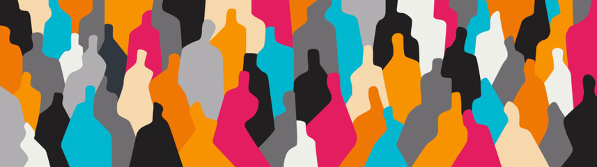   Group of people social network abstract illustration , multicolored horisontal vector background