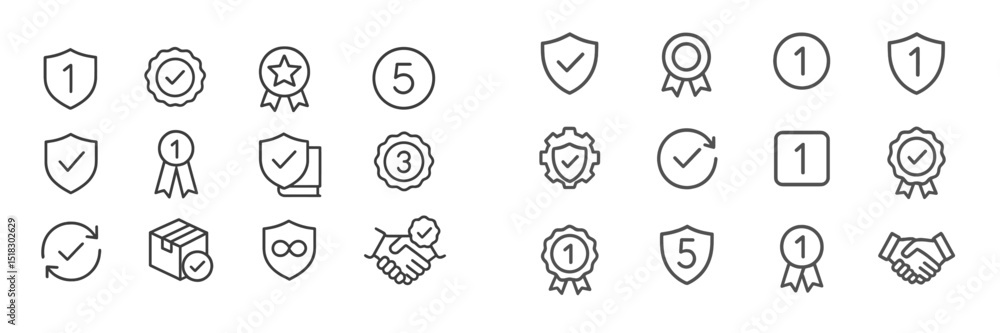 Poster various award and badge icons designed in a minimalistic style showcasing achievement and recognitio