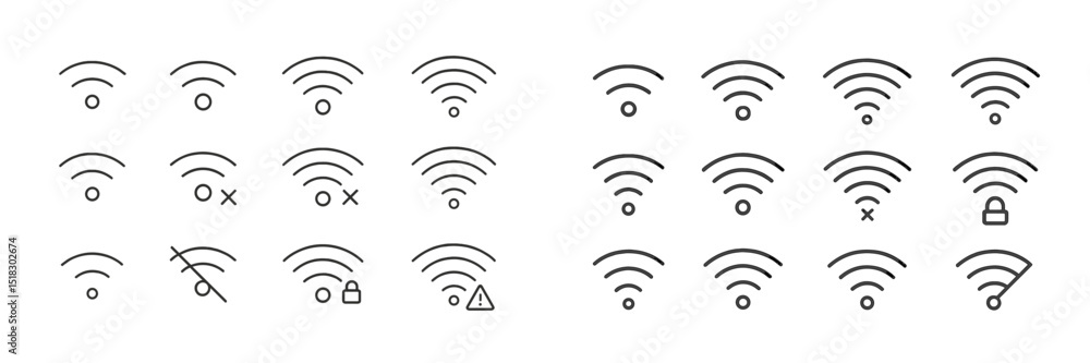Leinwandbilder Different symbols representing Wi-Fi status and connectivity issues in a minimalist design layout