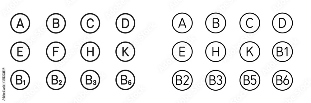Poster Circular symbols representing letters in an organized grid display for educational purposes in a classroom setting