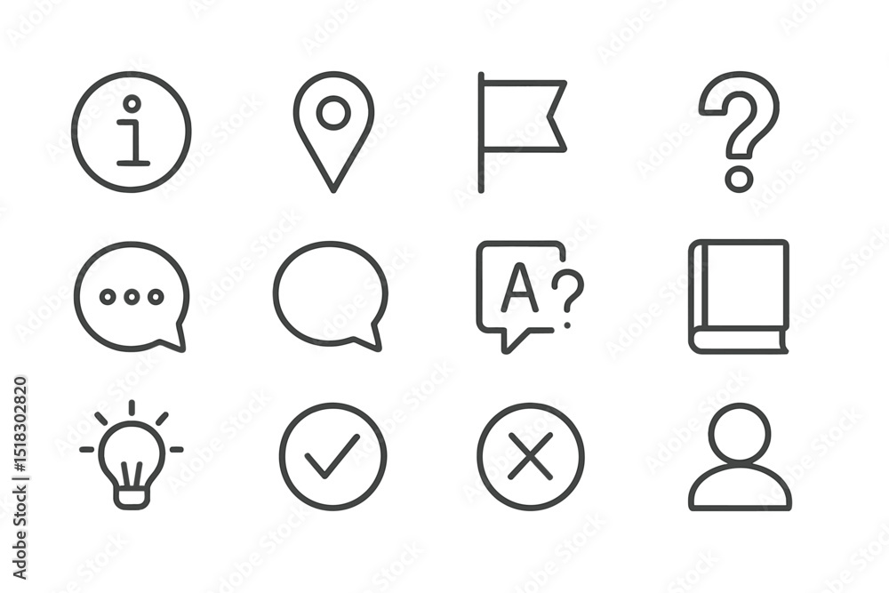 Aufkleber Collection of simple icons representing various concepts for user interface design and navigation tools in modern applications