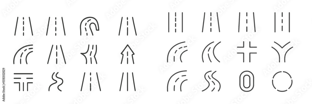 Aufkleber Various road symbols representing different traffic directions and patterns for effective navigation and guidance