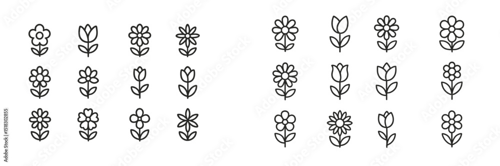 Poster floral doodles in a variety of styles showcase artistic creativity and charm in a simple design