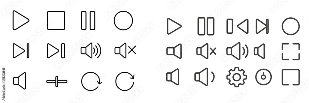 Leinwandbilder Various multimedia control symbols displayed in a clear layout suitable for digital interfaces or applications