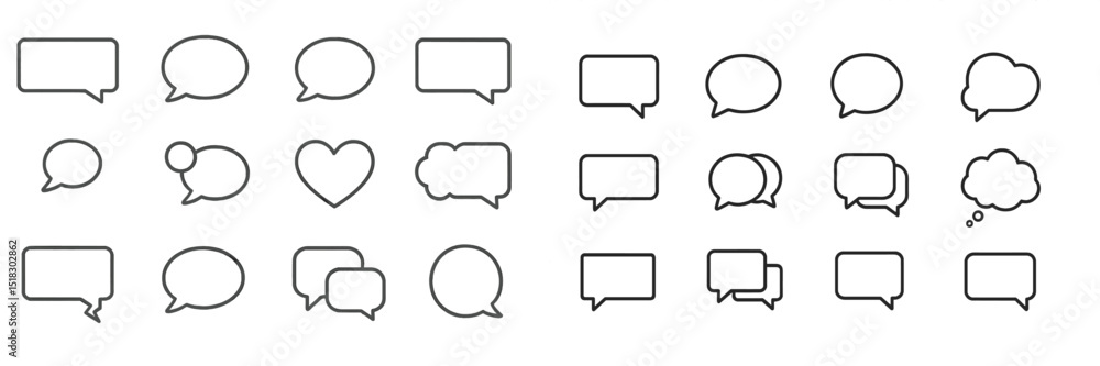 Aufkleber variety of outline speech bubbles suitable for graphic design and communication concepts in creative