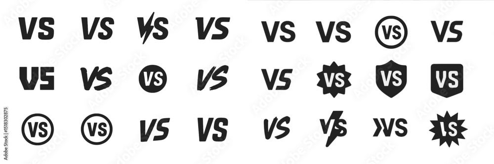 Poster Various designs of the VS symbol in different styles and formats showing contrast and competition