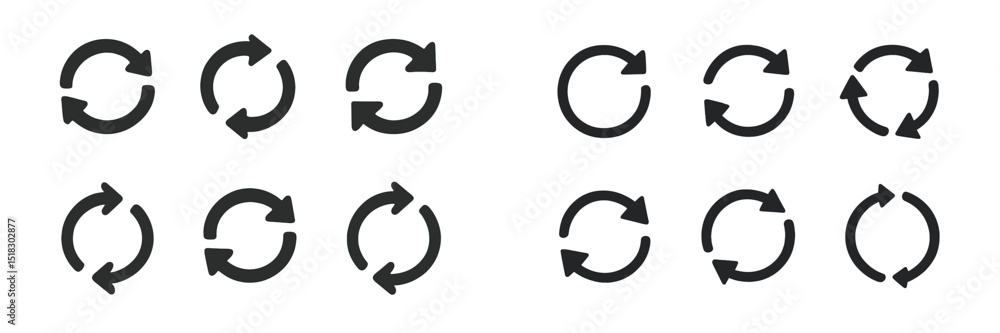 Poster various styles of circular arrow icons suitable for design and user interface applications