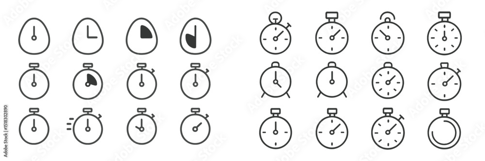 Leinwandbilder Collection of simple clock and timer icons in various designs for use in digital applications or print media