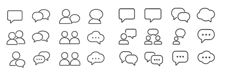 Obraz premium Various conversation bubble icons representing different types of dialogue and social interaction