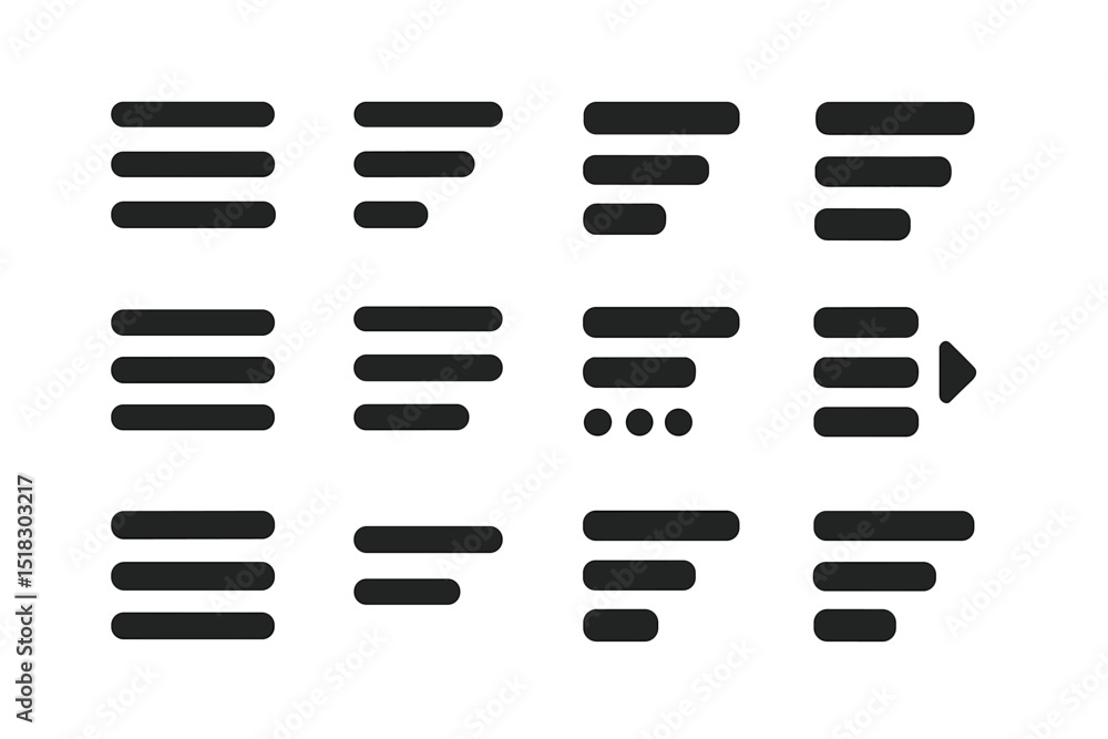 Poster visual representation of different menu bar icons for web design and application development showcas