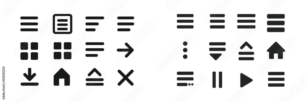 Poster Icons representing navigation and user interface design elements displayed on a neutral background for digital application use
