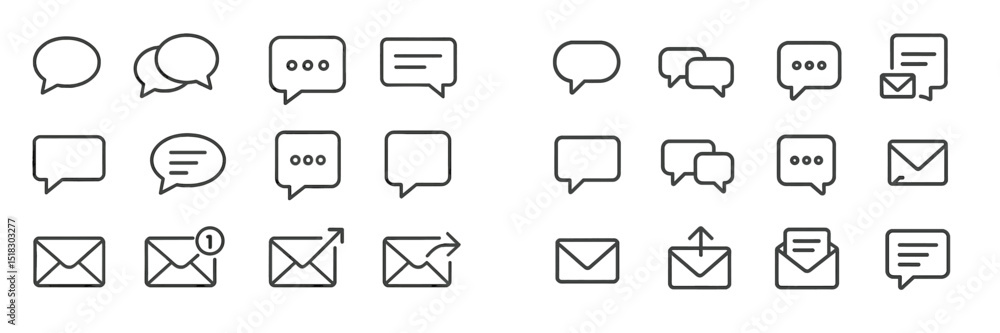 Leinwandbilder Various speech bubbles and envelope icons representing communication concepts in a simple design