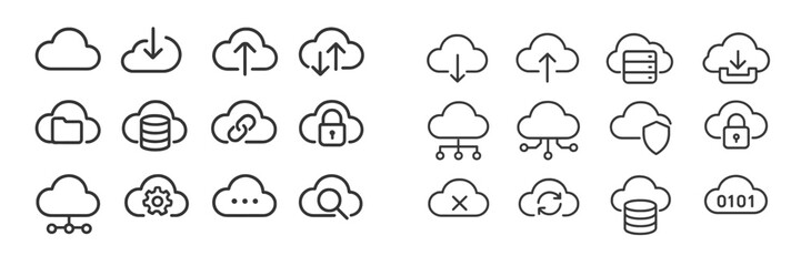Fototapeta premium Cloud computing icons representing various services and functionalities in digital technology connections for modern businesses