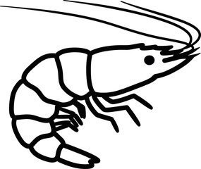 Tiny Shrimp Outline in High-Contrast Vector