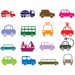 car icons , all travels silhouettes