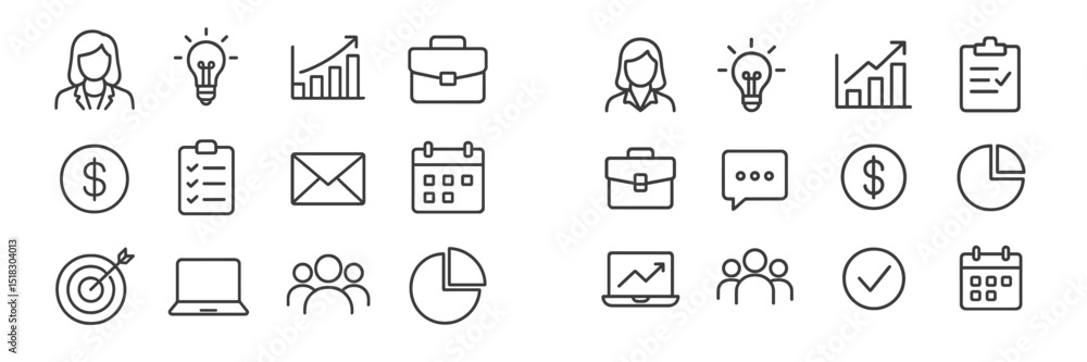 Poster Icons representing business concepts and productivity activities for professional use in various settings