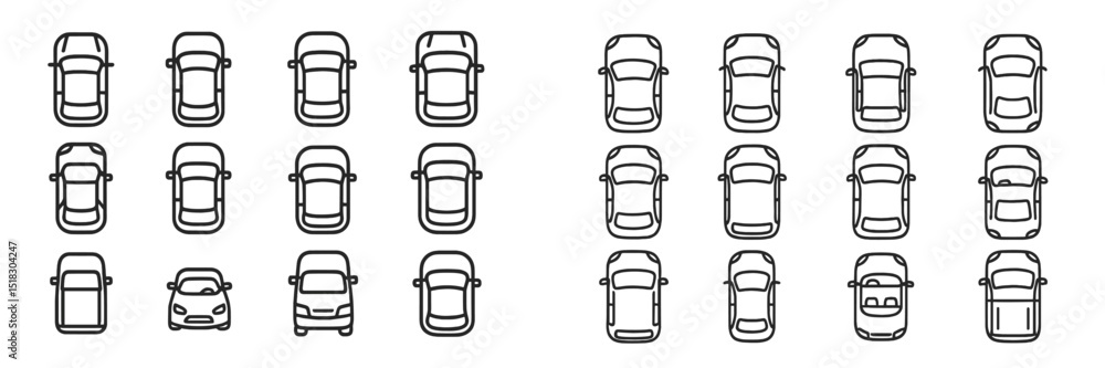 Aufkleber Multiple car designs displayed in a grid pattern showcasing various angles and styles suitable for design reference