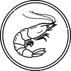 shrimp stamp style, vector clean outline.