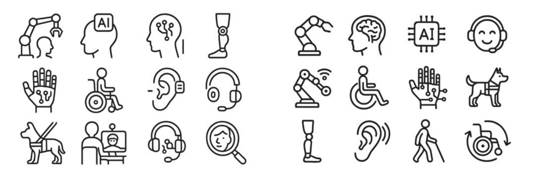 Innovative technology symbols showcasing the intersection of artificial intelligence and accessibility solutions for various users