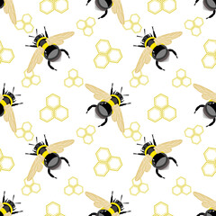 Bee pattern on white background