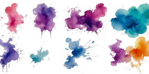 watercolor vector stains colors splash collection. Set of watercolor brush strokes	