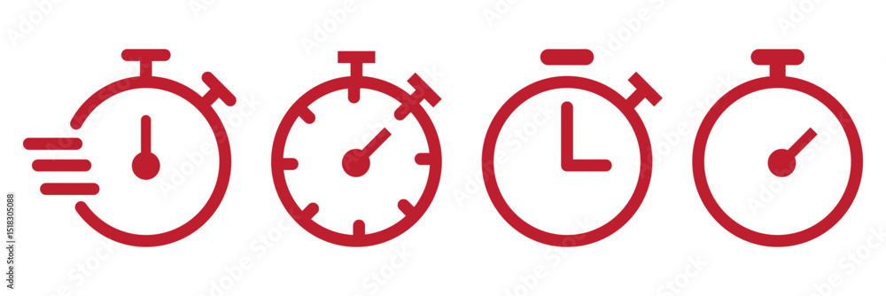 Poster timer icon set. alarm clock symbol. watch countdown vector illustration. stopwatch sign. hours, minu