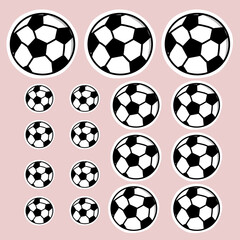 Obraz premium Soccer balls, black and white, isolated background