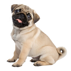 Obraz premium Pug puppy sitting isolated on transparent background png