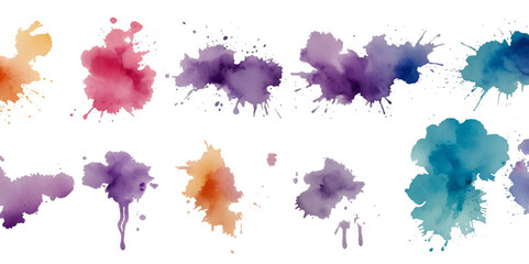 Set of colorful abstract watercolor splash brush strokes vector background. Colors watercolor paint stains vector texture background.	
