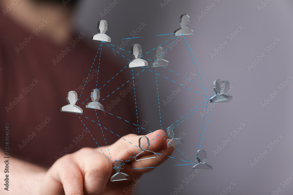 Poster image depicts a hand interacting with a digital network of interconnected people, symbolizing global