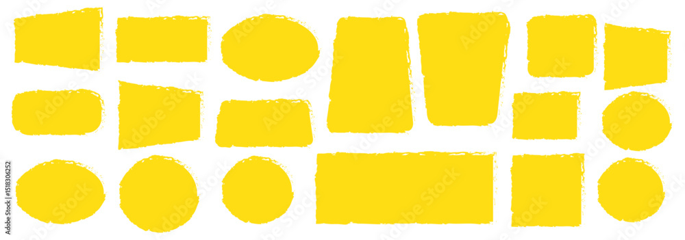 Poster brush frame rough rectangle box shape set. text box frame rough grunge square, oval paint shape elem