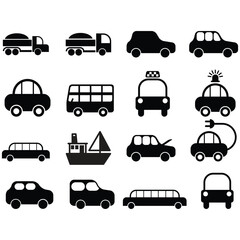 car icons , all travels silhouettes